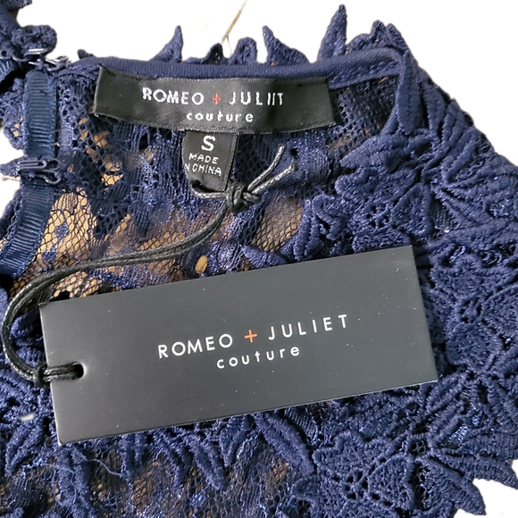 New with tags Romeo + Juliet Couture Navy Sleeveless Lace Dress Size sma… - Picture 6 of 11